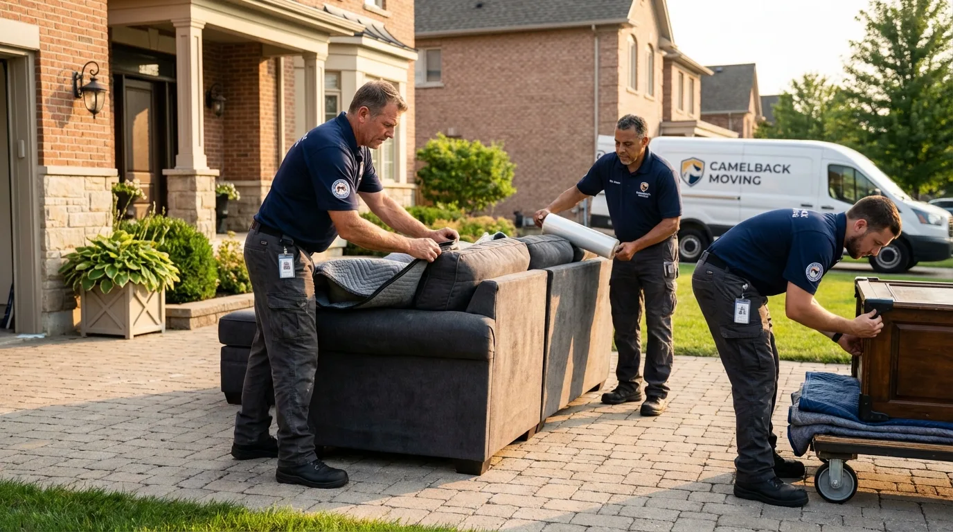 Large estate moving crew wrapping furniture in Lake Junaluska, NC